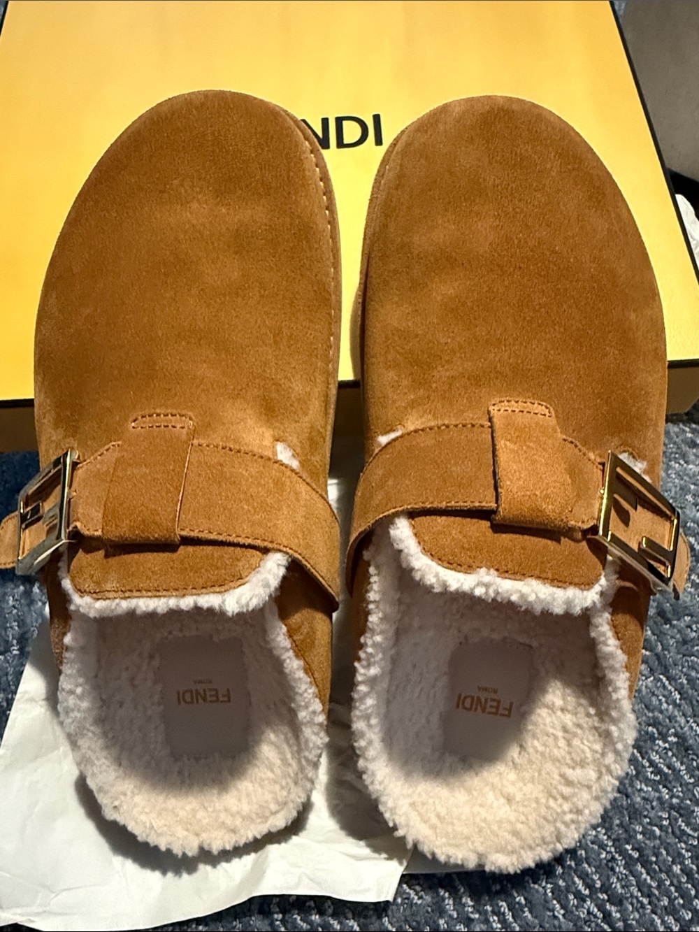 Fendi  sabot suede shearling clog